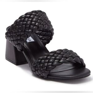Steve Madden Daphnee Braided Block Heel Sandal Black Comfort Heel Size 7.5